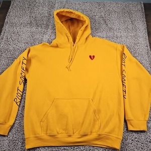 Riot Society Hoodie Adult Medium Yellow Long Sleeve Sweater Sweatshirt Casual